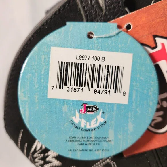 Justin Womens 10 B Black Boots Leather Western Square Gypsy Wings Cross Cowgirl - Picture 13 of 16